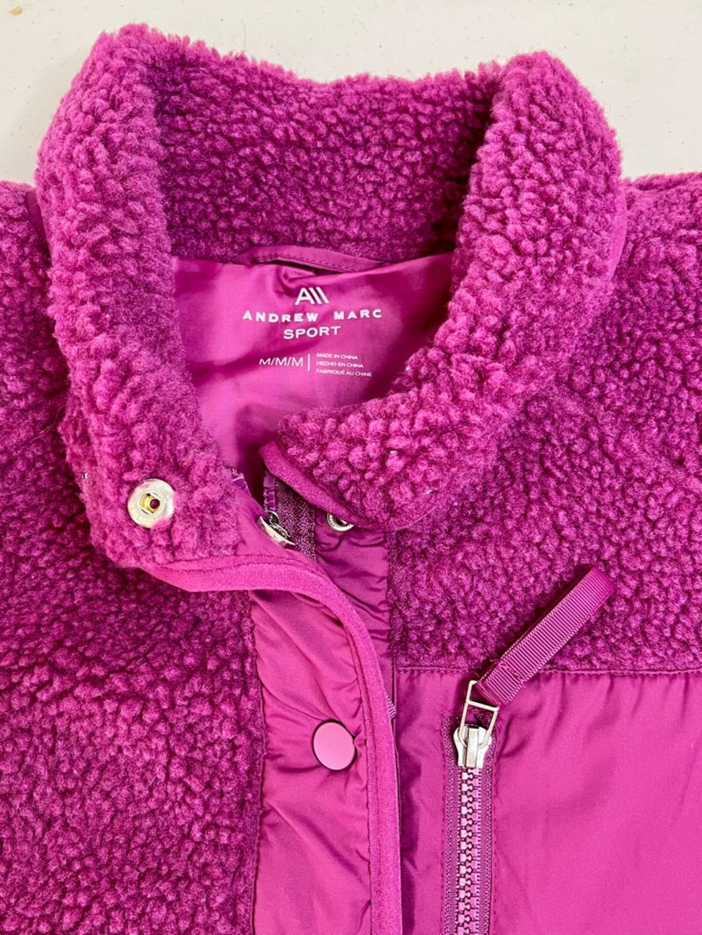 Andrew Marc Plush Sherpa Jacket in Vibrant Purple - Picture 6 of 12